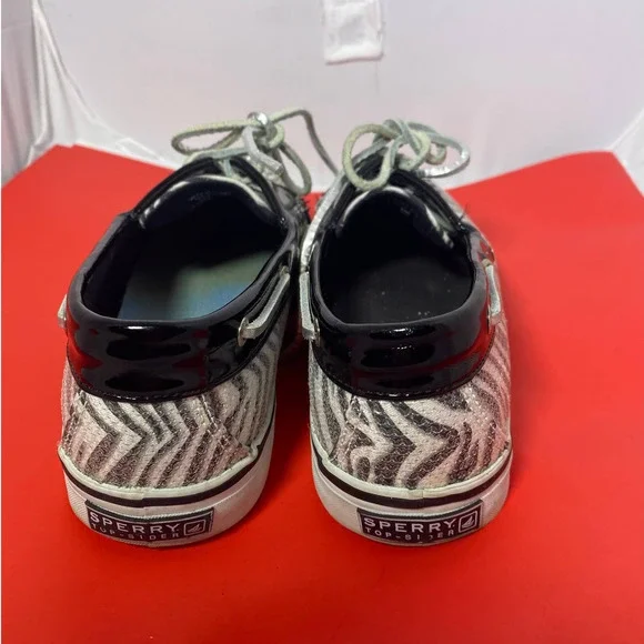 Sperry Top Sider Flats Women's Size 8.5 M Leather shiny Zebra Shoes Lace Up - Picture 3 of 6